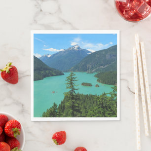 Snowy Mountain Turquoise Lake in Washington Napkin