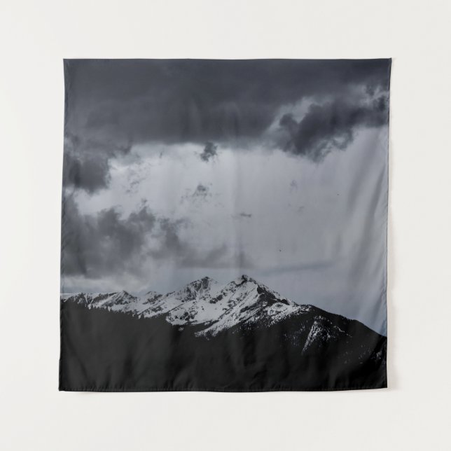 SNOWY MOUNTAIN UNDER DRAMATIC CLOUDS TAPESTRY (Front)