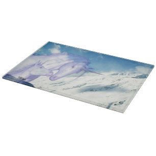 Snowy Mountain Unicorn Alpine Serenity Cutting Board
