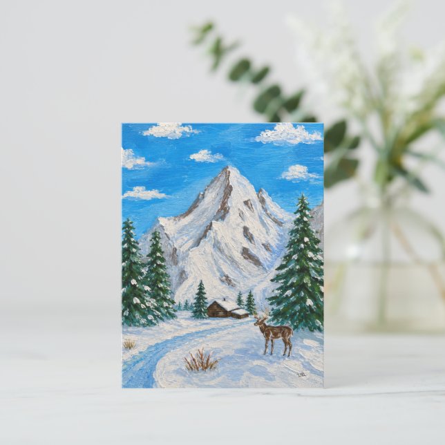Snowy Mountain Valley Postcard (Standing Front)