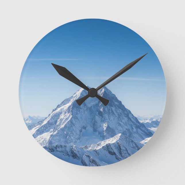 Snowy Mountain Wall Clock – Fresh Nature Design (Front)