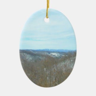 Snowy Mountain West Virginia Overlook Ceramic Ornament