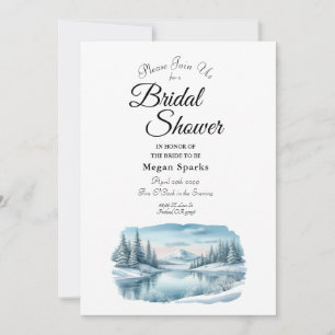 Snowy Mountain Winter Lake Bridal Shower Invitation