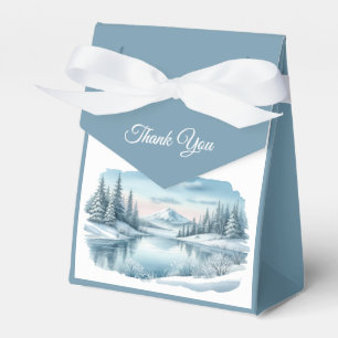 Snowy Mountain Winter Lake Wedding  Favor Box