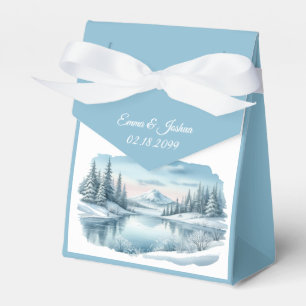 Snowy Mountain Winter Lake Wedding Favor Box