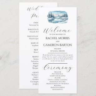 Snowy Mountain Winter Lake Wedding Program
