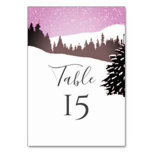 Snowy Mountain Winter Wedding Reception Table Number