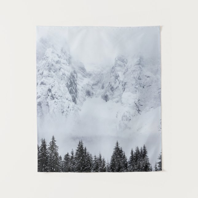 Snowy mountains and spruce forest tapestry (Front)