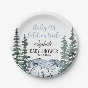 Snowy Mountains Baby It's Cold Outside  Paper Plate