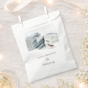 Snowy Mountains Woodland Elegant Holiday Favour Bag