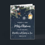 Snowy Night Brother and Sister in Law Christmas Card<br><div class="desc">Merry Christmas for brother and sister in law card with rustic winter foliage and a country snowy background.</div>