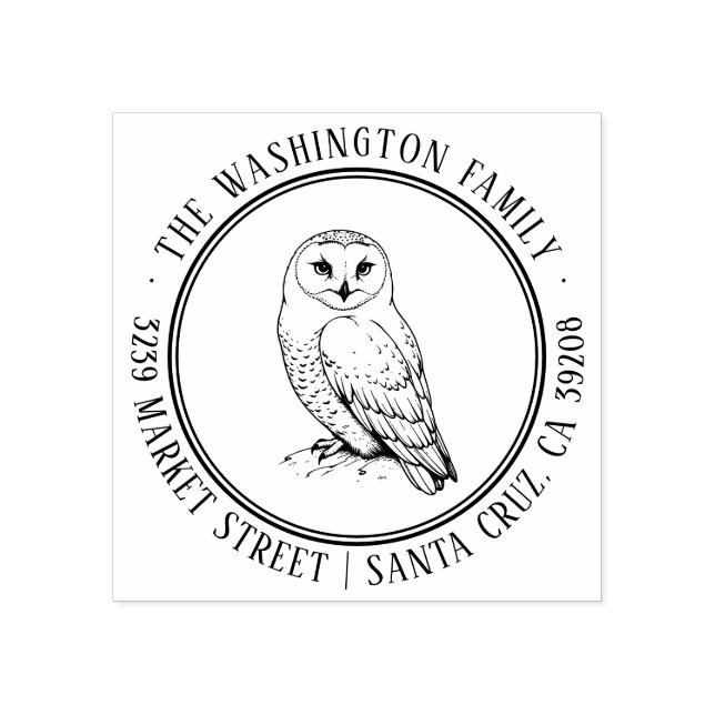 Snowy Owl Address Stamp (Imprint)