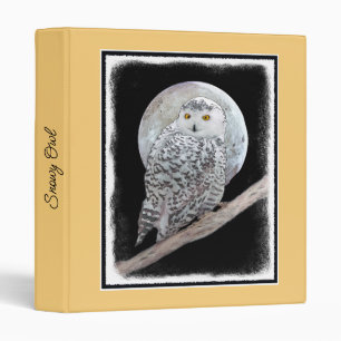 Snowy Owl and Moon Painting - Original Bird Art Binder