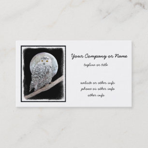 Snowy Owl and Moon Painting - Original Bird Art Business Card