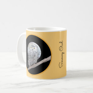 Snowy Owl and Moon Painting - Original Bird Art Coffee Mug