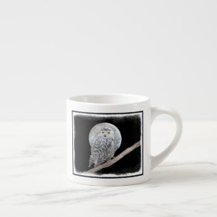 Snowy Owl and Moon Painting - Original Bird Art Espresso Cup