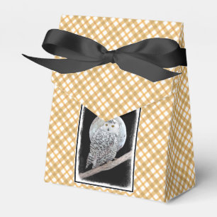 Snowy Owl and Moon Painting - Original Bird Art Favor Box