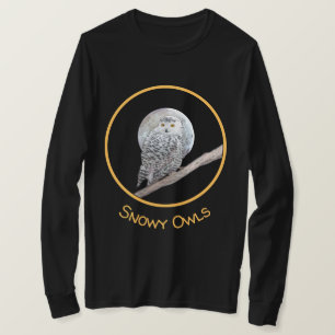 Snowy Owl and Moon Painting - Original Bird Art T-Shirt