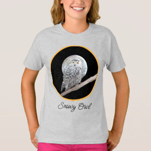 Snowy Owl and Moon Painting - Original Bird Art T- T-Shirt