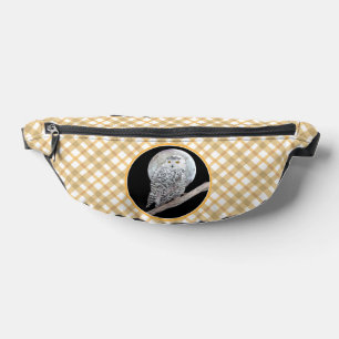 Snowy Owl and Moon Painting Original Wild Bird Art Fanny Pack