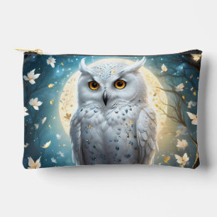 Snowy Owl And Moon With Sparkle,  Accessory Pouch
