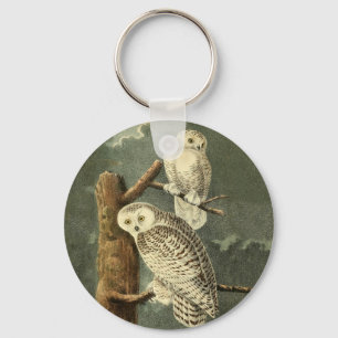 Snowy Owl Audubon Bird Artwork Keychain