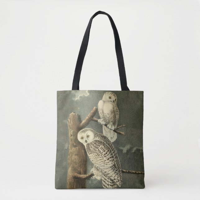 Snowy Owl Audubon Bird Artwork Tote Bag (Front)