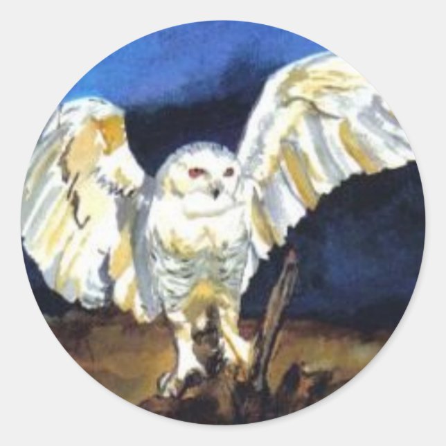 Snowy Owl by Paula Atwell Classic Round Sticker (Front)