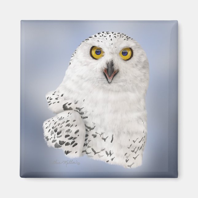 Snowy Owl Caricature Magnet (Front)