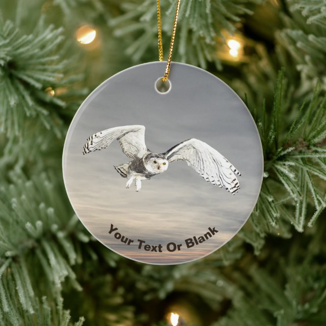 Snowy Owl Ceramic Ornament (Tree)