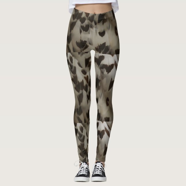 Snowy Owl Feathers Leggings (Front)