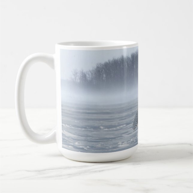 Snowy Owl Flying In Winter Coffee Mug (Left)