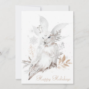 Snowy Owl Happy Holidays 5x7 Card With Envelopes