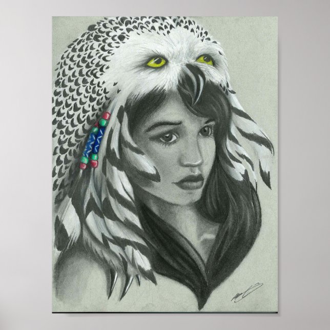 Snowy Owl Head Dress Poster (Front)