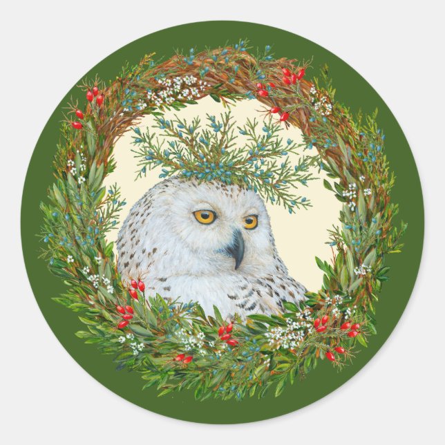 snowy owl holiday stickers (Front)