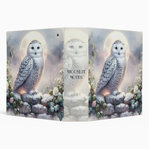 Snowy Owl in Moonlit Winter Garden Binder