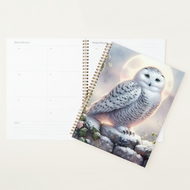 Snowy Owl in Moonlit Winter Garden Planner (Display)