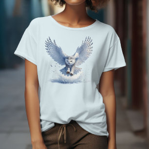 Snowy Owl in the Midst of a Swoop in watercolor T-Shirt
