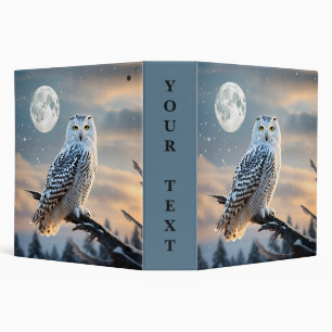 Snowy Owl in Winter Moonlight with Snow Falling Binder
