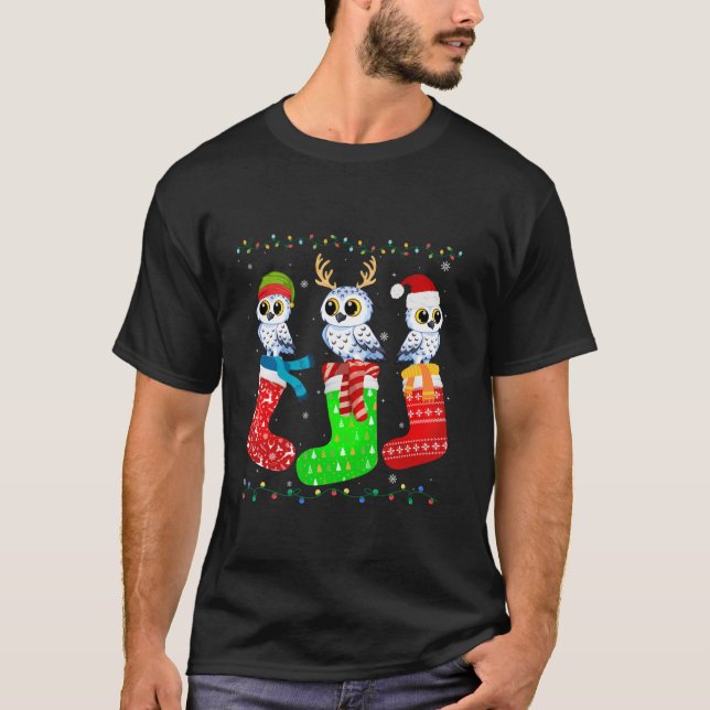 Snowy Owl in Xmas Socks Funny Holiday Ugly Sweater (Front)