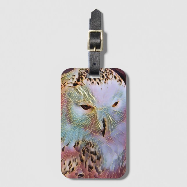 SNOWY OWL  LUGGAGE TAG (Front Vertical)