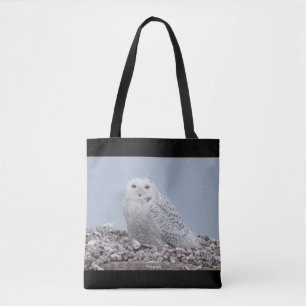 Snowy Owl on Shells Tote Bag