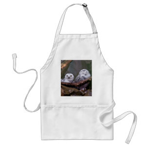 Snowy Owl Pair Woodland Wildlife Art Standard Apron