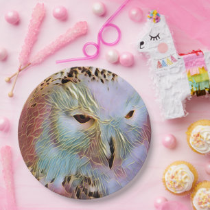 SNOWY OWL    PAPER PLATE