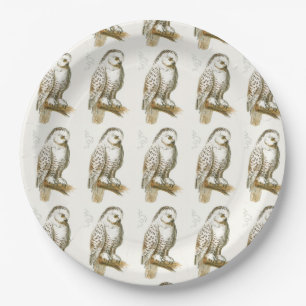 Snowy Owl Paper Plate