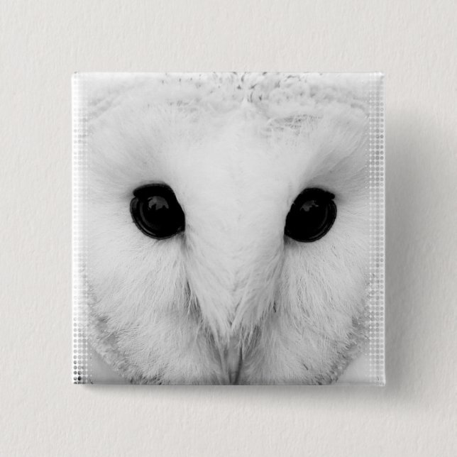 Snowy Owl Square Pin (Front)