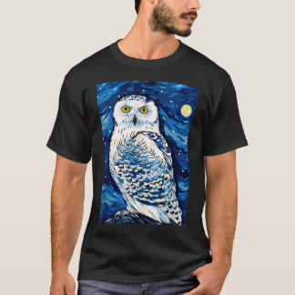 Snowy Owl Starry Night T-Shirt