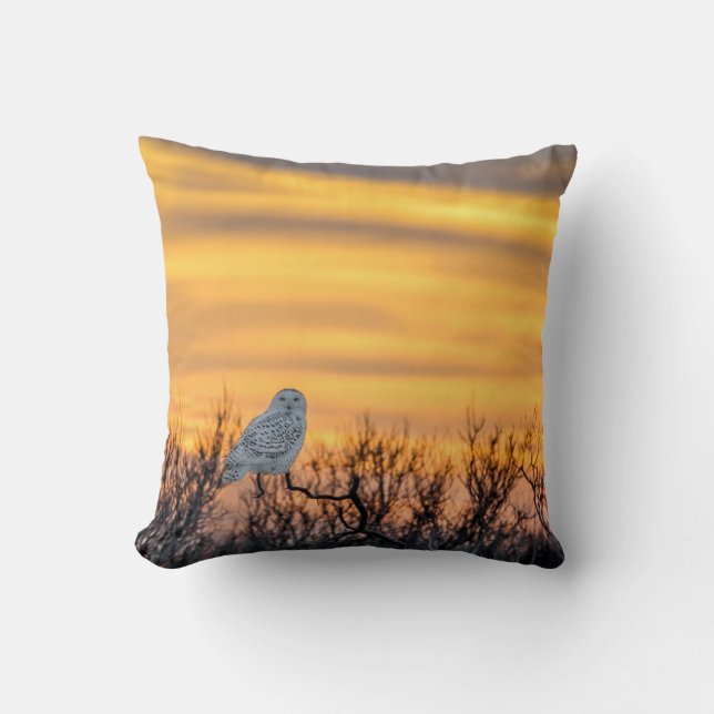 Snowy Owl Sunset Pillow (Front)