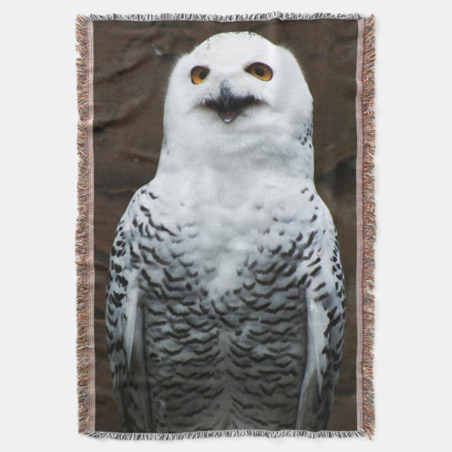Snowy Owl tbcna Throw Blanket (Front Vertical)