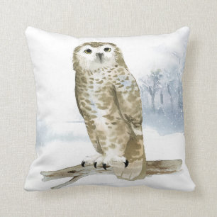 Snowy Owl Throw Pillow Winter Pillow